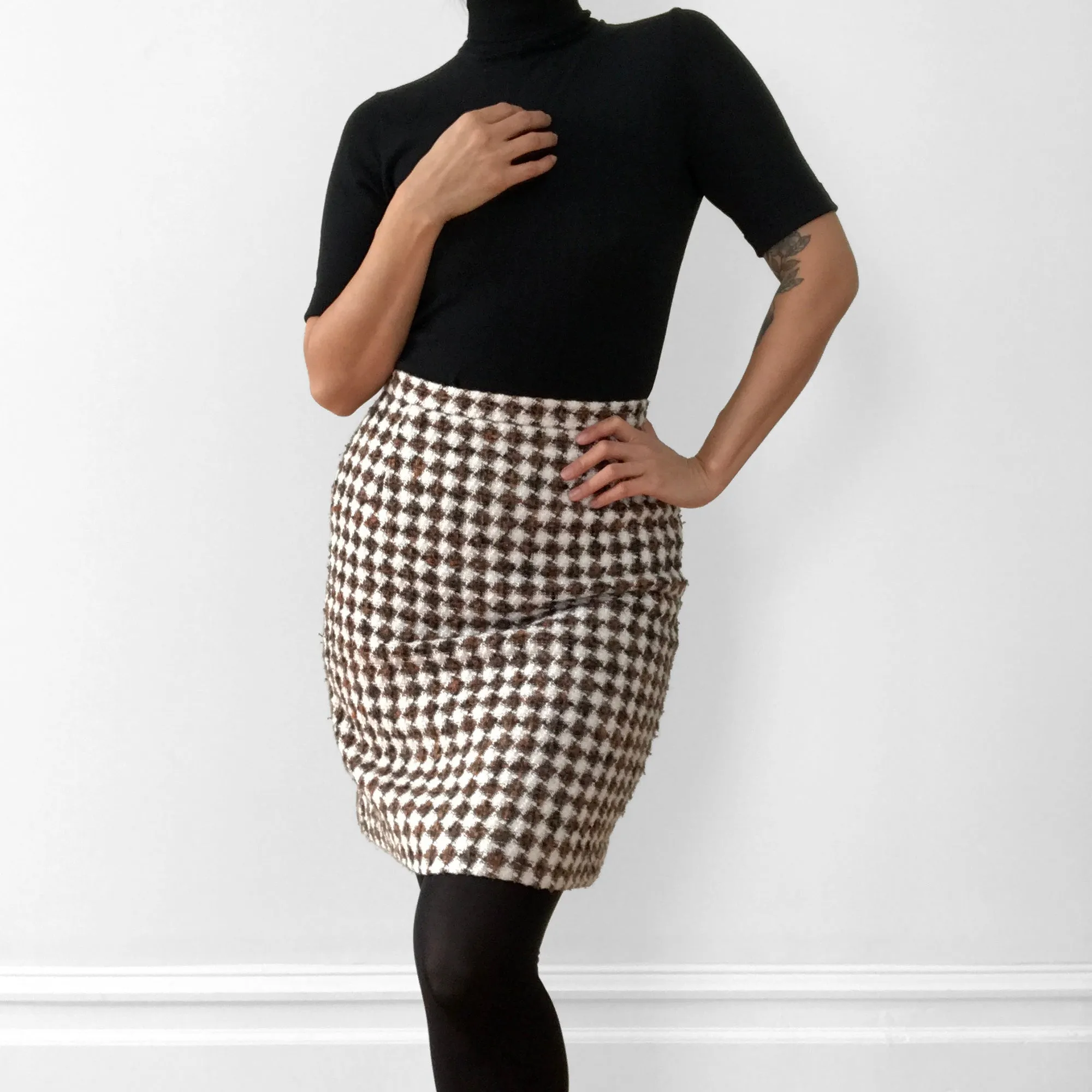 1990s Diamond Wool Tweed Skirt