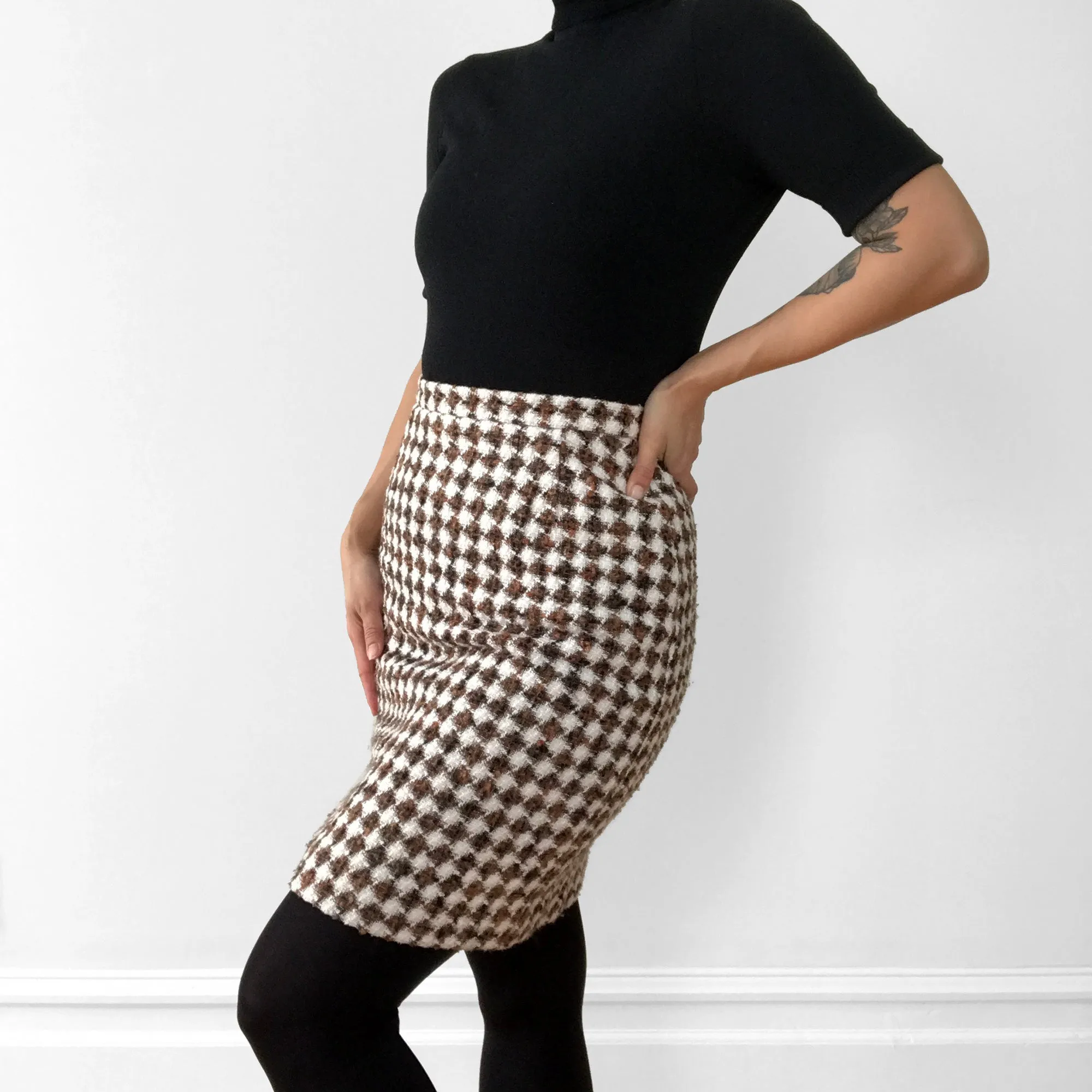 1990s Diamond Wool Tweed Skirt