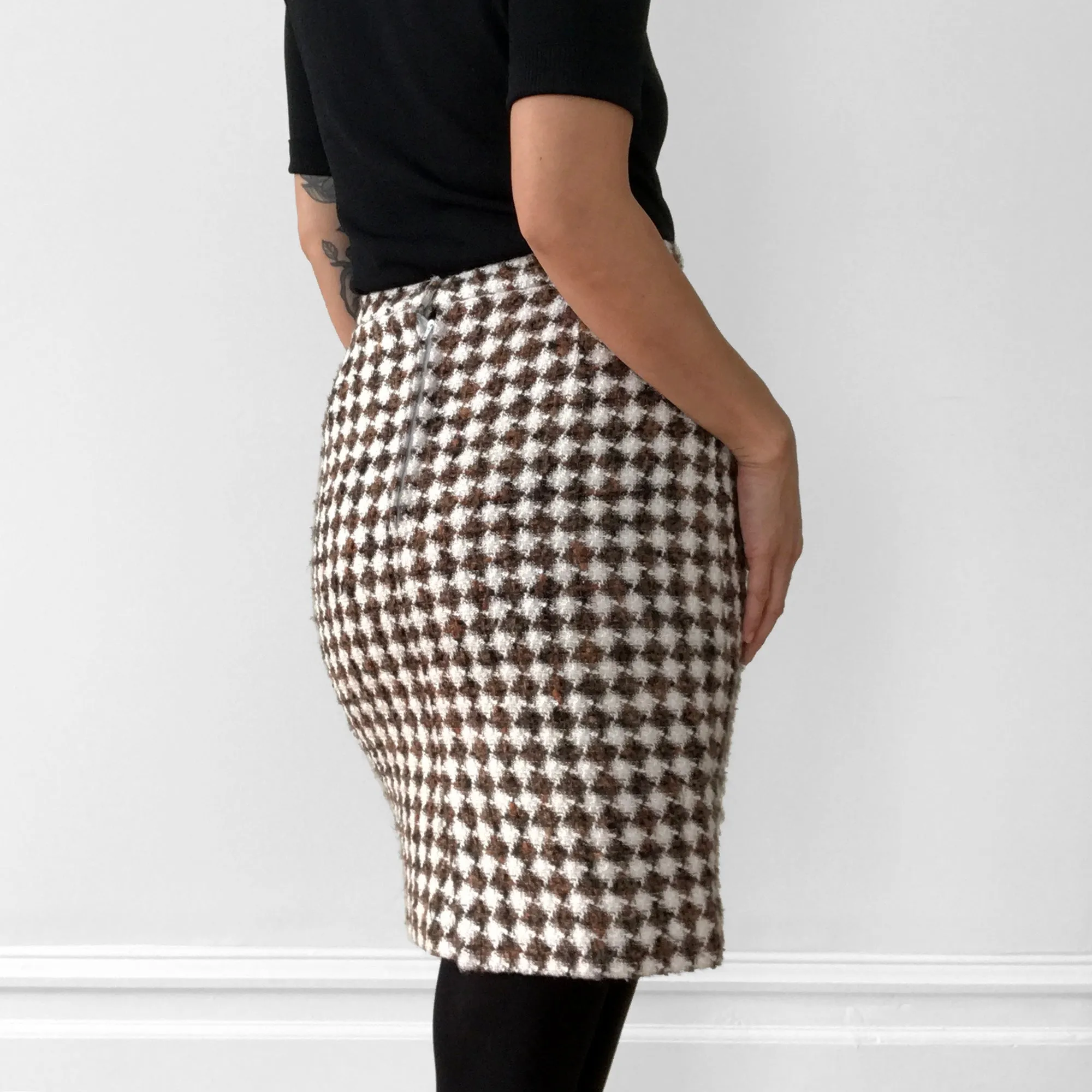 1990s Diamond Wool Tweed Skirt