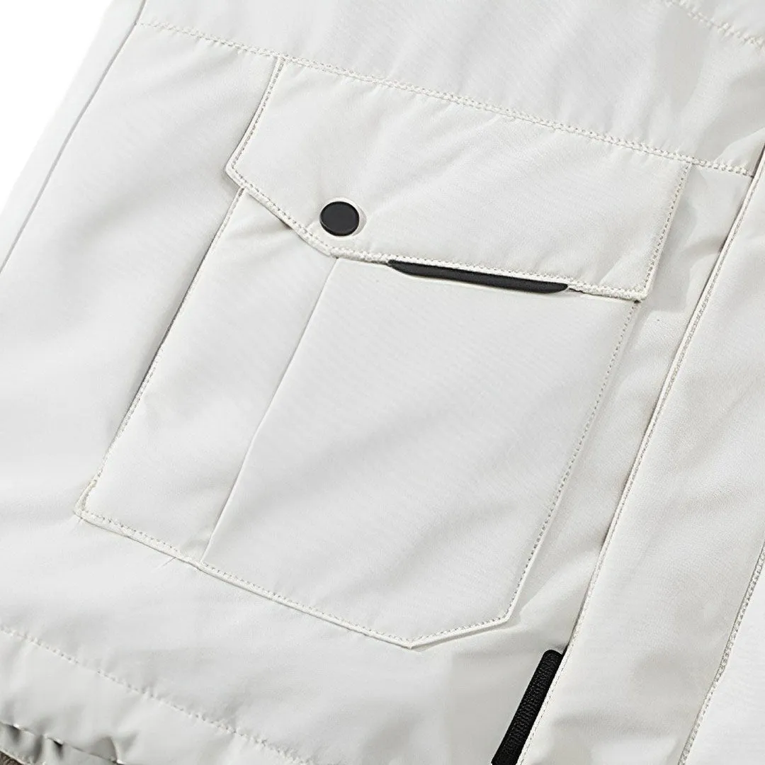 abbee White Large Winter Fur Hooded Down Jacket Stylish Lightweight Quilted Warm Puffer Coat