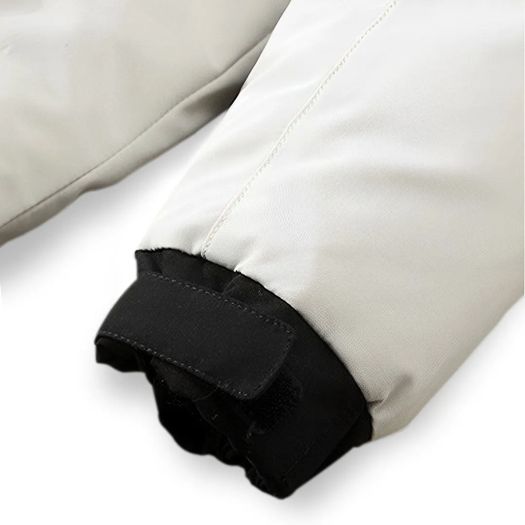 abbee White Large Winter Fur Hooded Down Jacket Stylish Lightweight Quilted Warm Puffer Coat