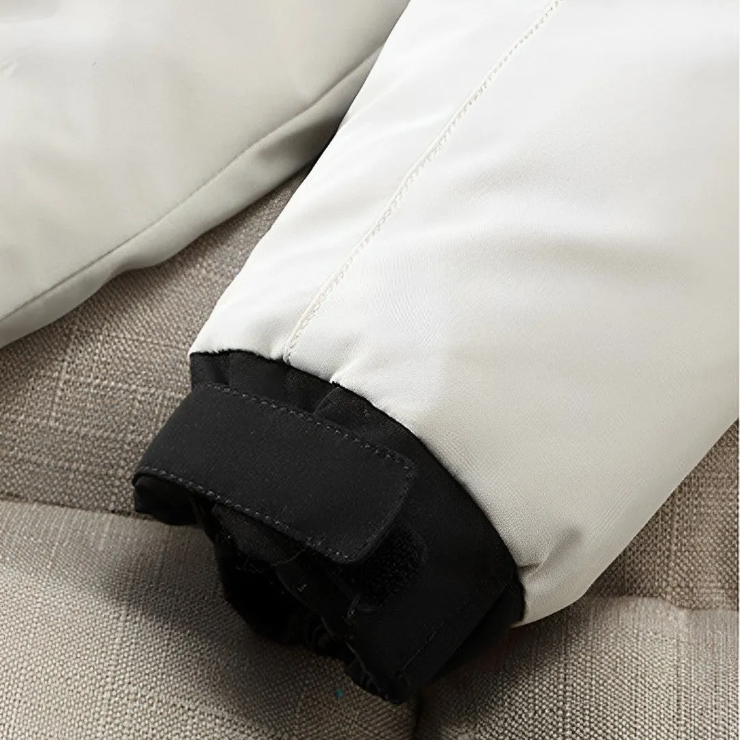 abbee White Large Winter Fur Hooded Down Jacket Stylish Lightweight Quilted Warm Puffer Coat