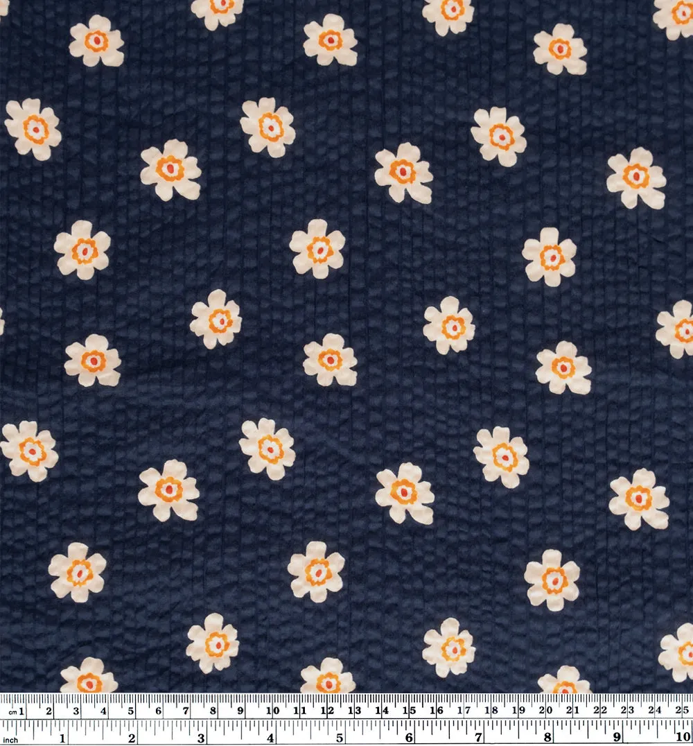 Bloom Print Crinkle Cotton - Navy