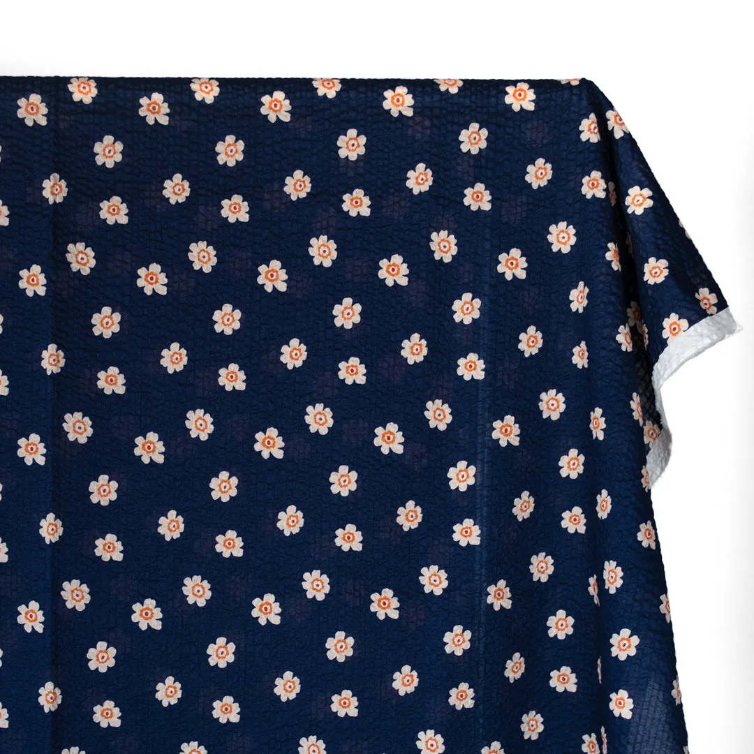 Bloom Print Crinkle Cotton - Navy