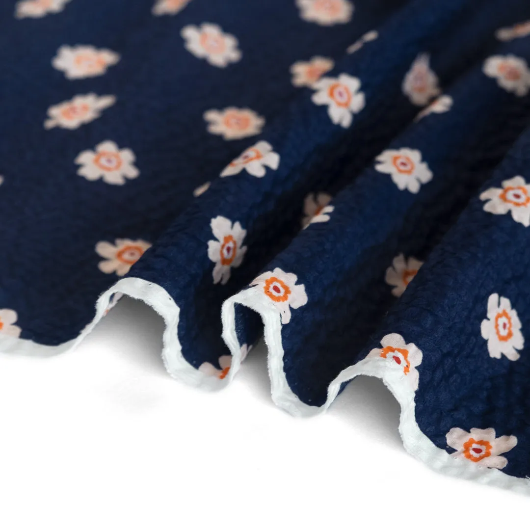 Bloom Print Crinkle Cotton - Navy