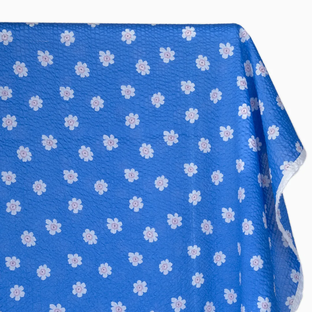Bloom Print Crinkle Cotton - Sky Blue