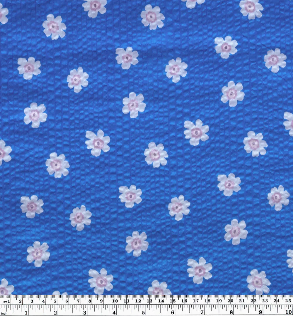 Bloom Print Crinkle Cotton - Sky Blue