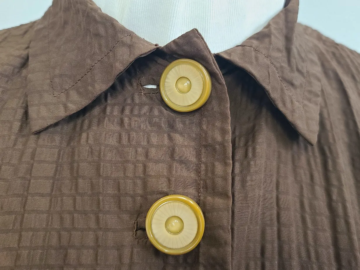 Brown Seersucker Dress & Bolero Jacket <br> (B-37" W-30" H-46")
