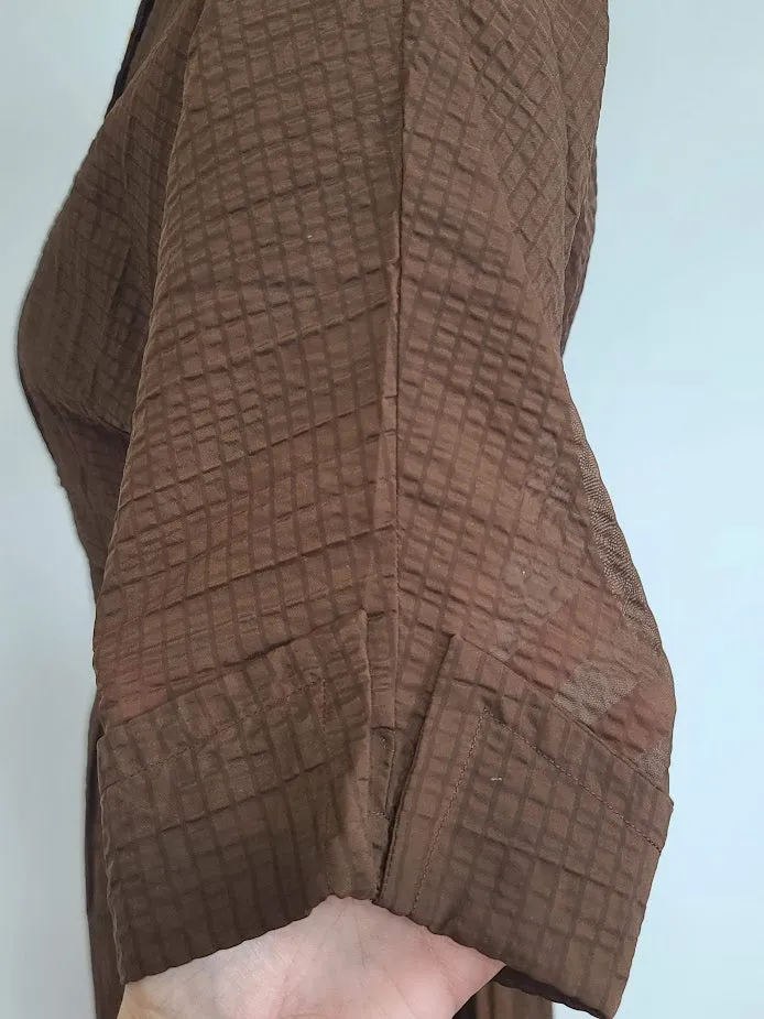 Brown Seersucker Dress & Bolero Jacket <br> (B-37" W-30" H-46")