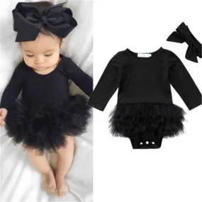 Chic "Lola" Kids Black Tutu Romper