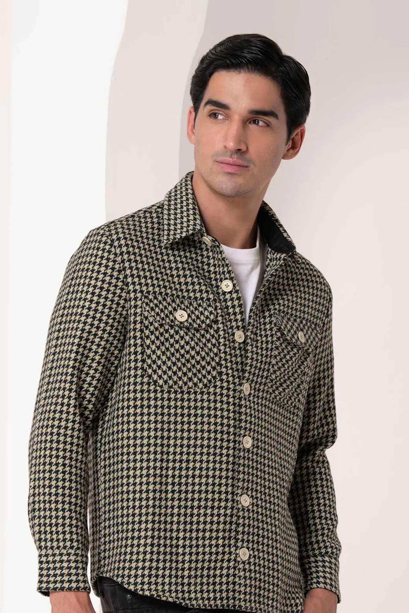 Classic Houndstooth Wool Shirt