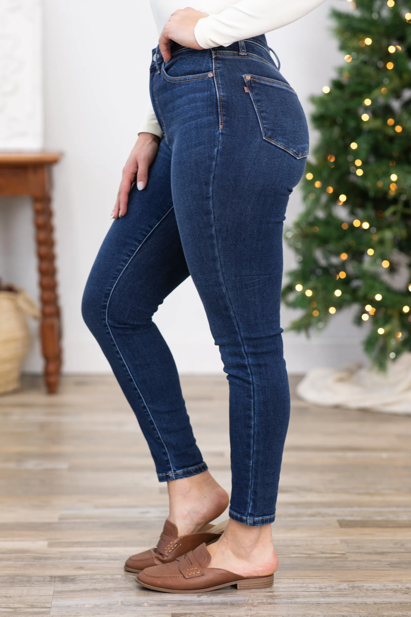 Judy Blue Dark Wash Thermal Skinny Jeans