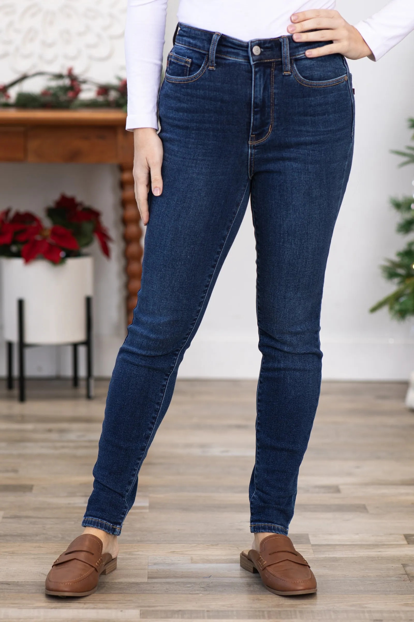 Judy Blue Dark Wash Thermal Skinny Jeans