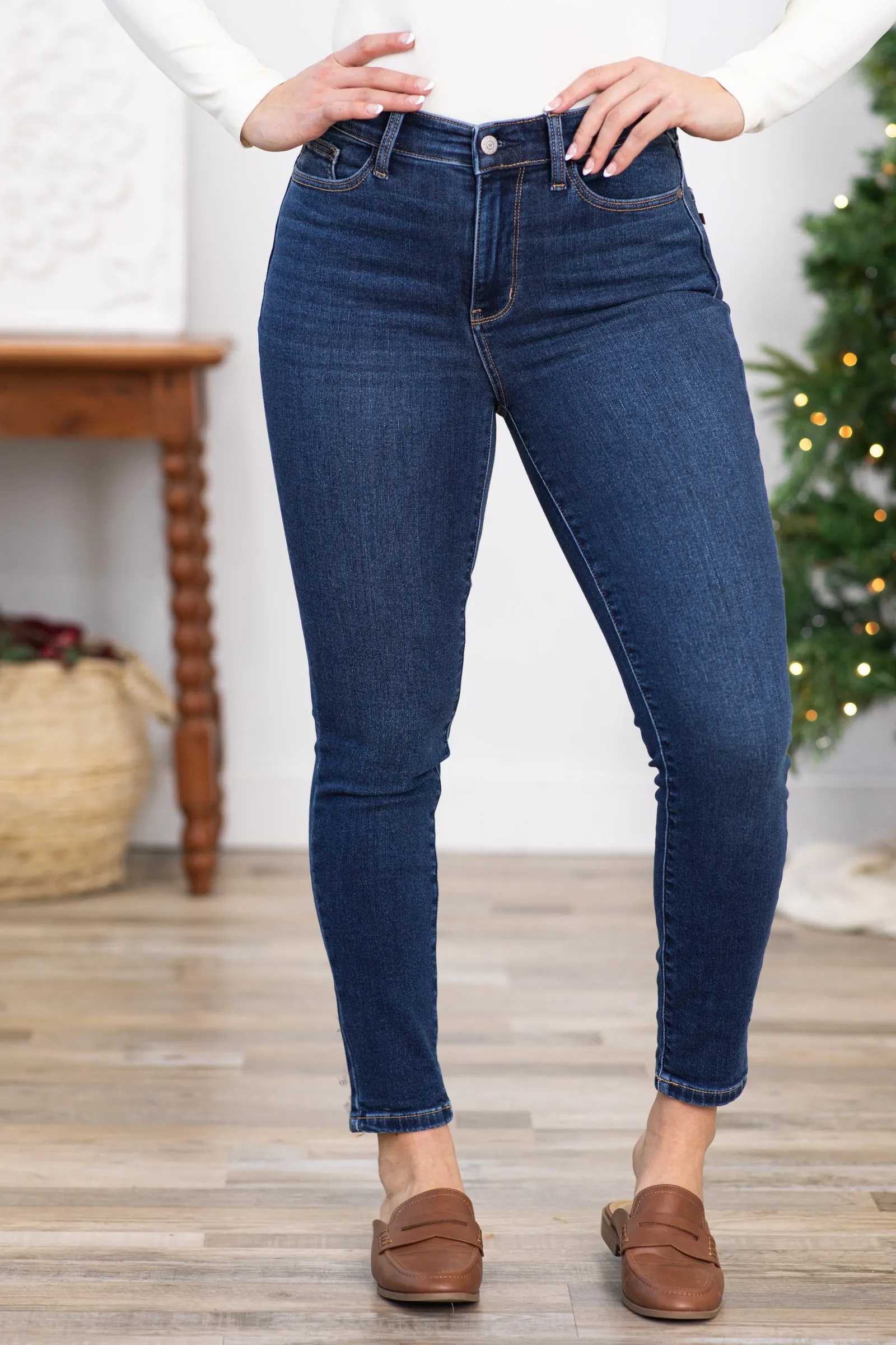 Judy Blue Dark Wash Thermal Skinny Jeans