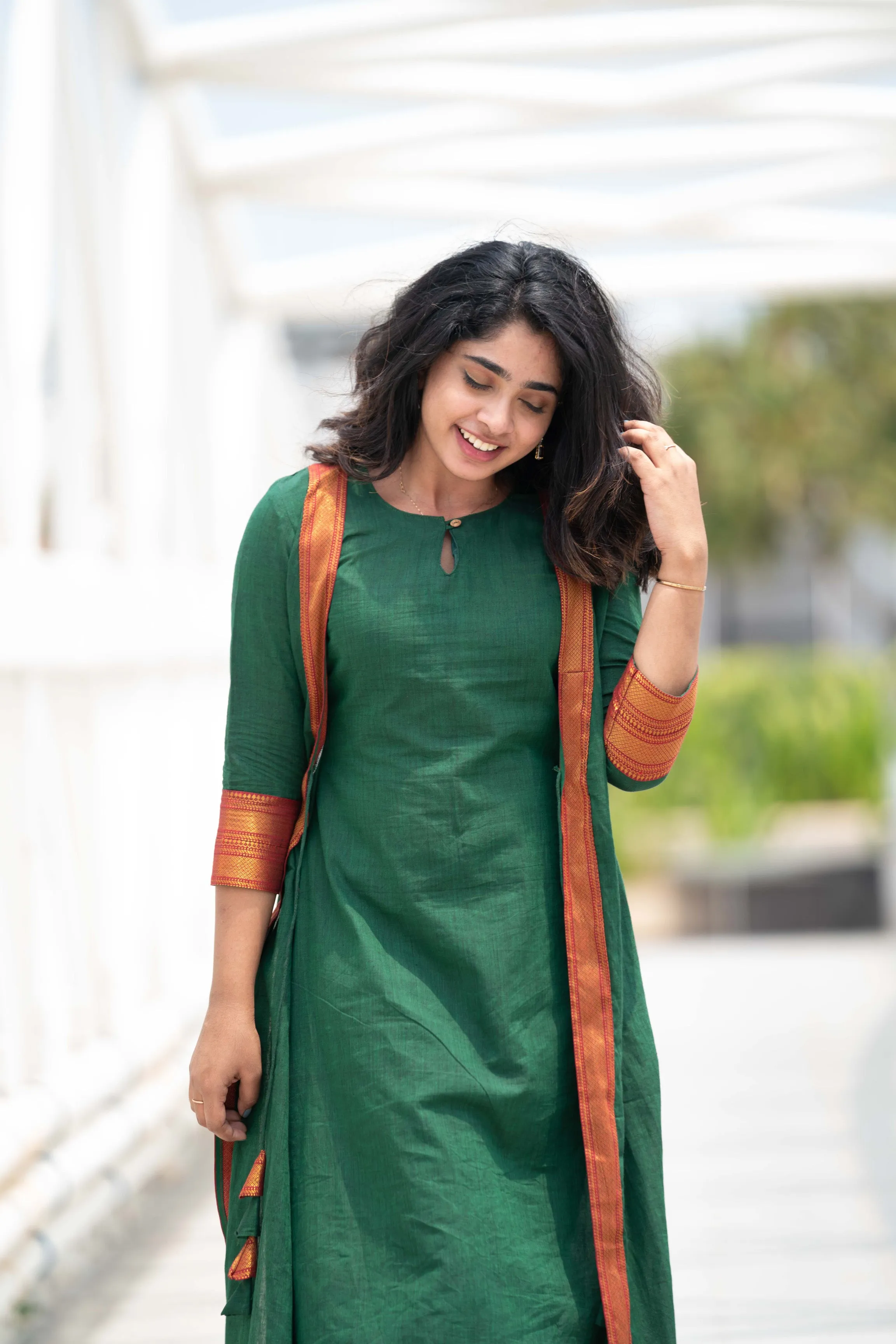 Kanchana Green Mangalagiri Kurti