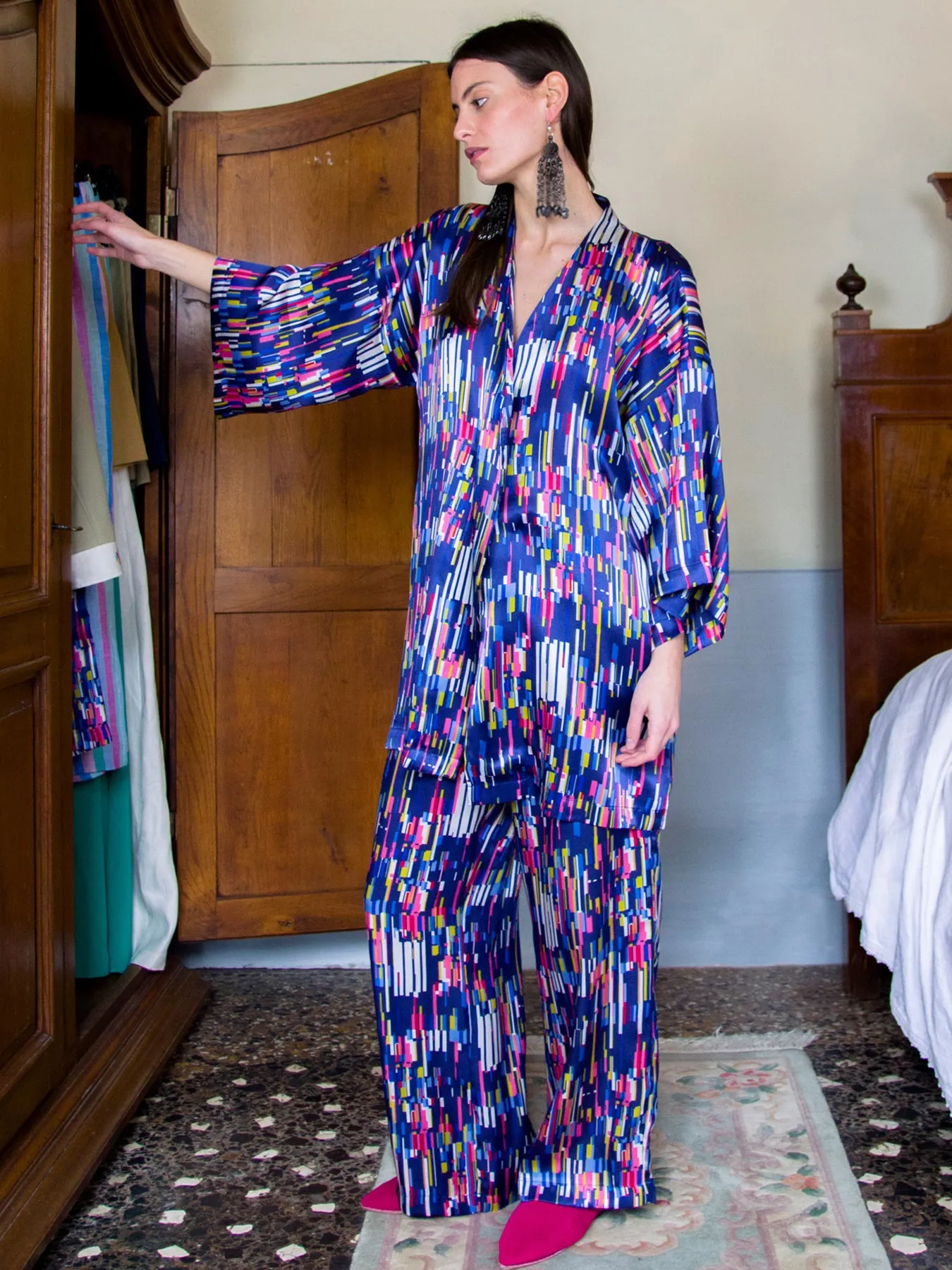 Lorette Silk Trousers, Multicolour