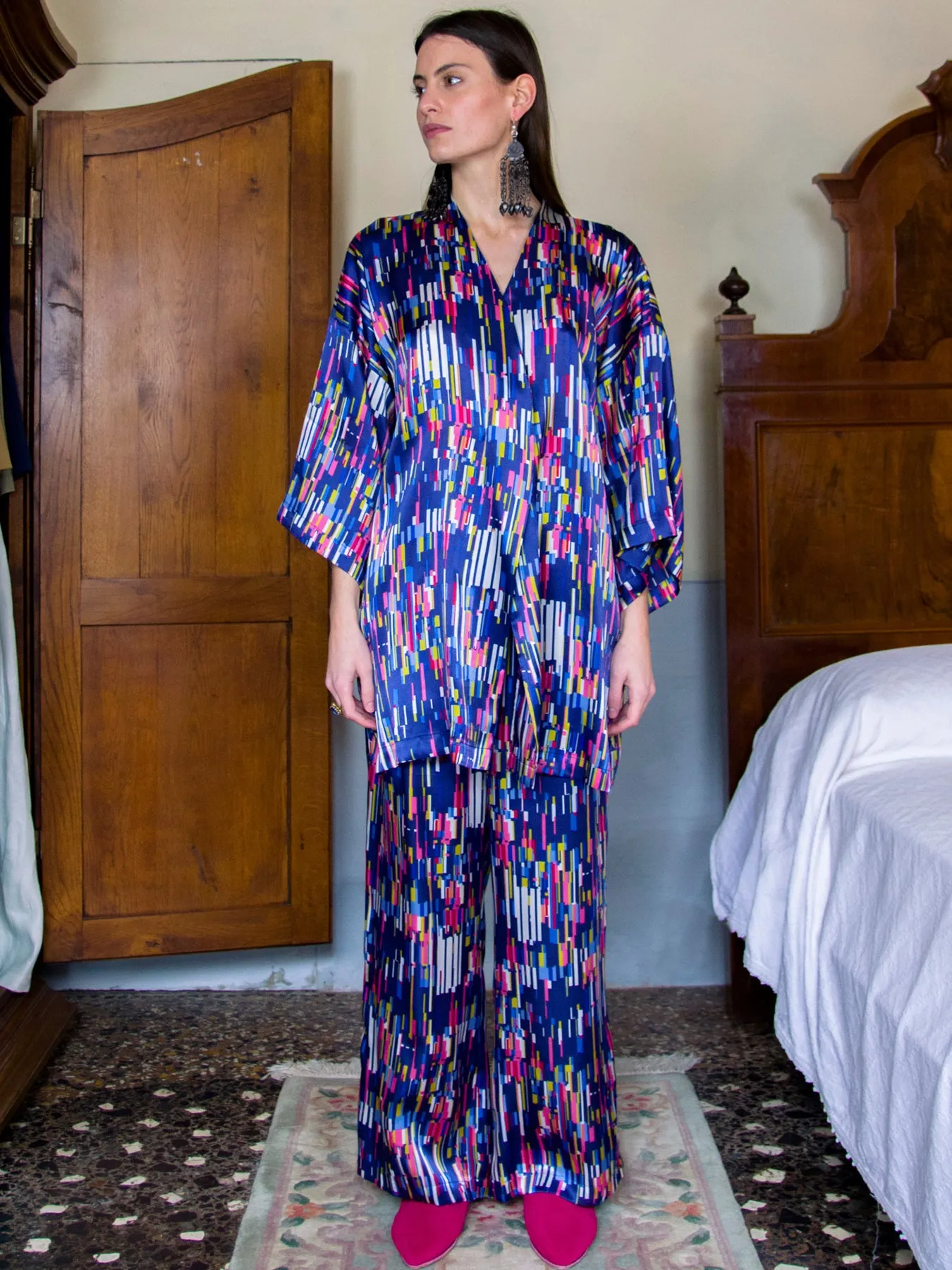 Lorette Silk Trousers, Multicolour