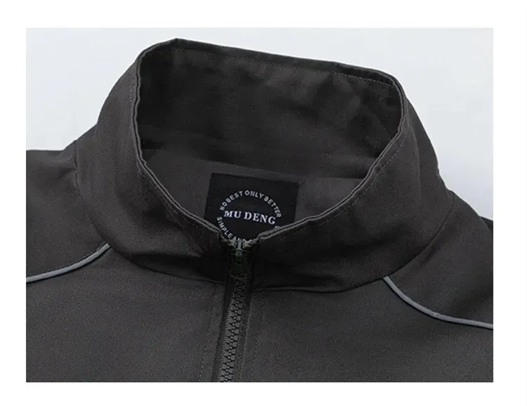Men's Solid Color Reflective Piping Detail Oversized Jacket