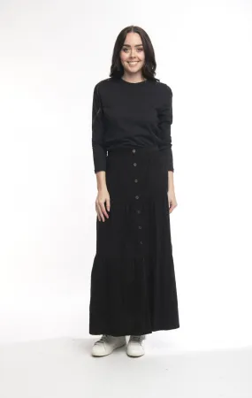 Orientique - Cord Solids Layered Skirt - Black