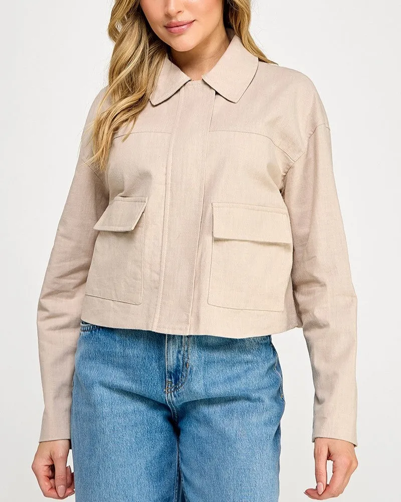 Oversized Linen Jacket - Sand