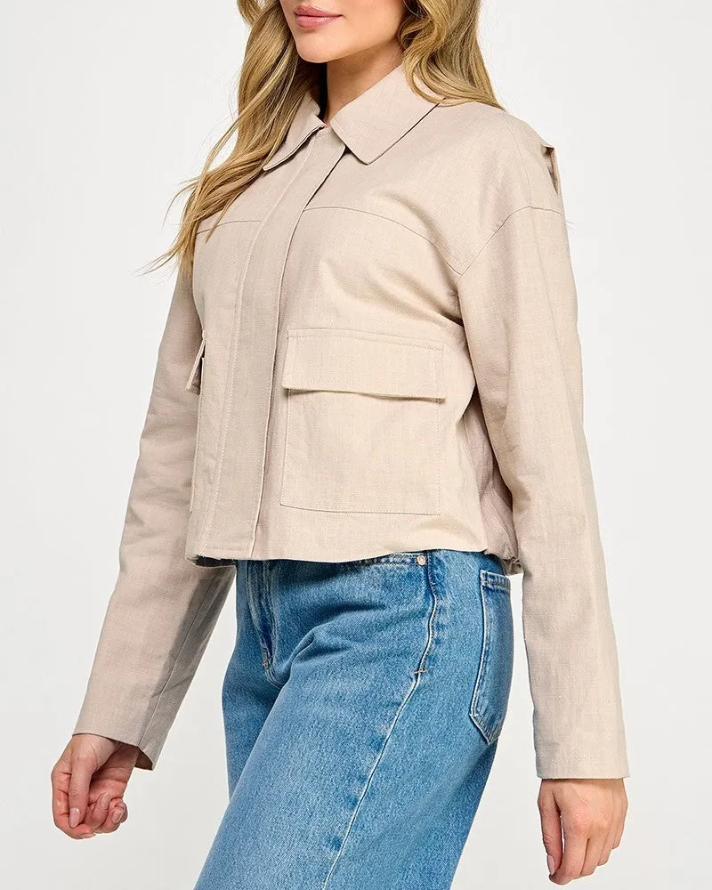 Oversized Linen Jacket - Sand