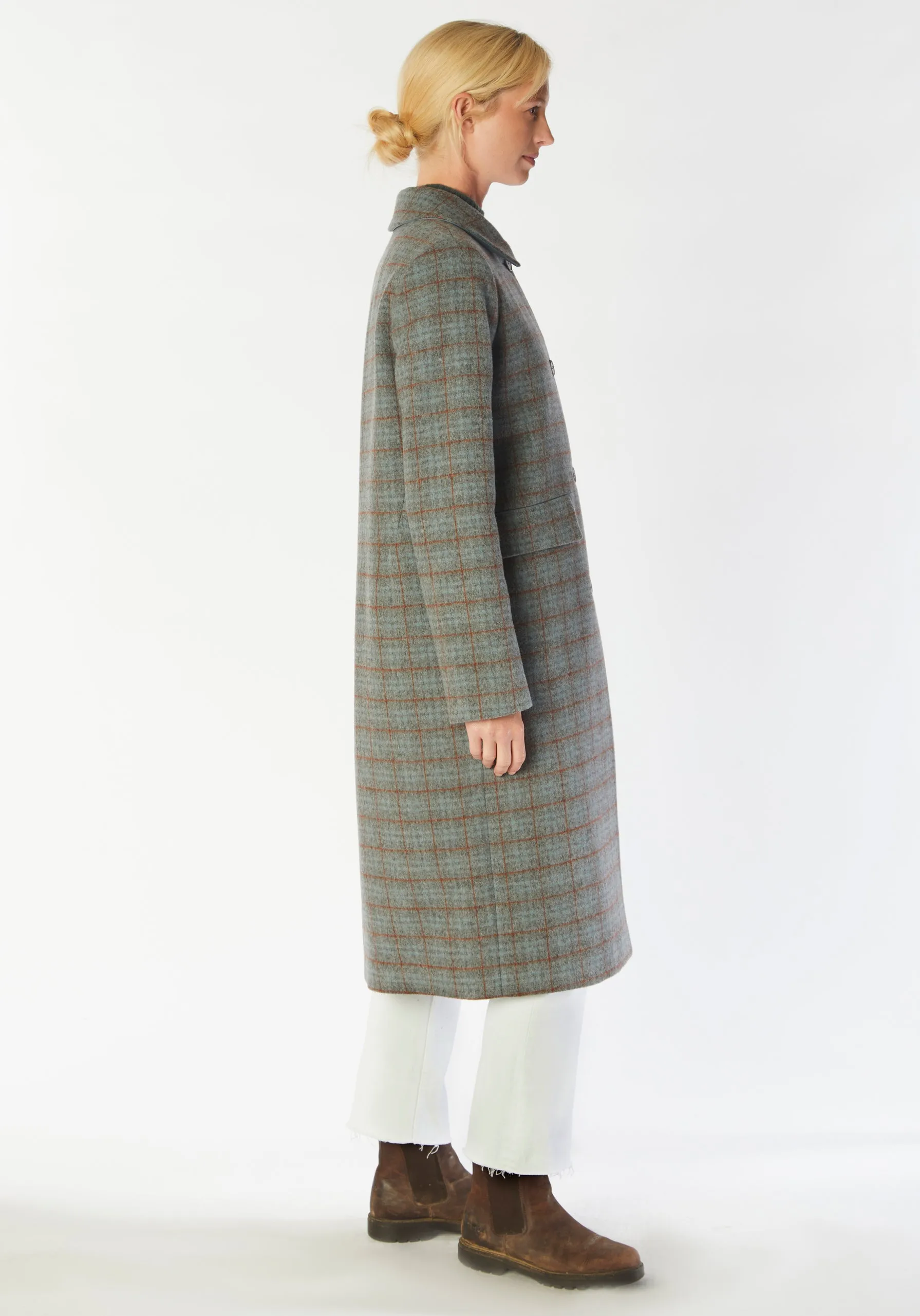 Richmond Coat | Silver Blue Check