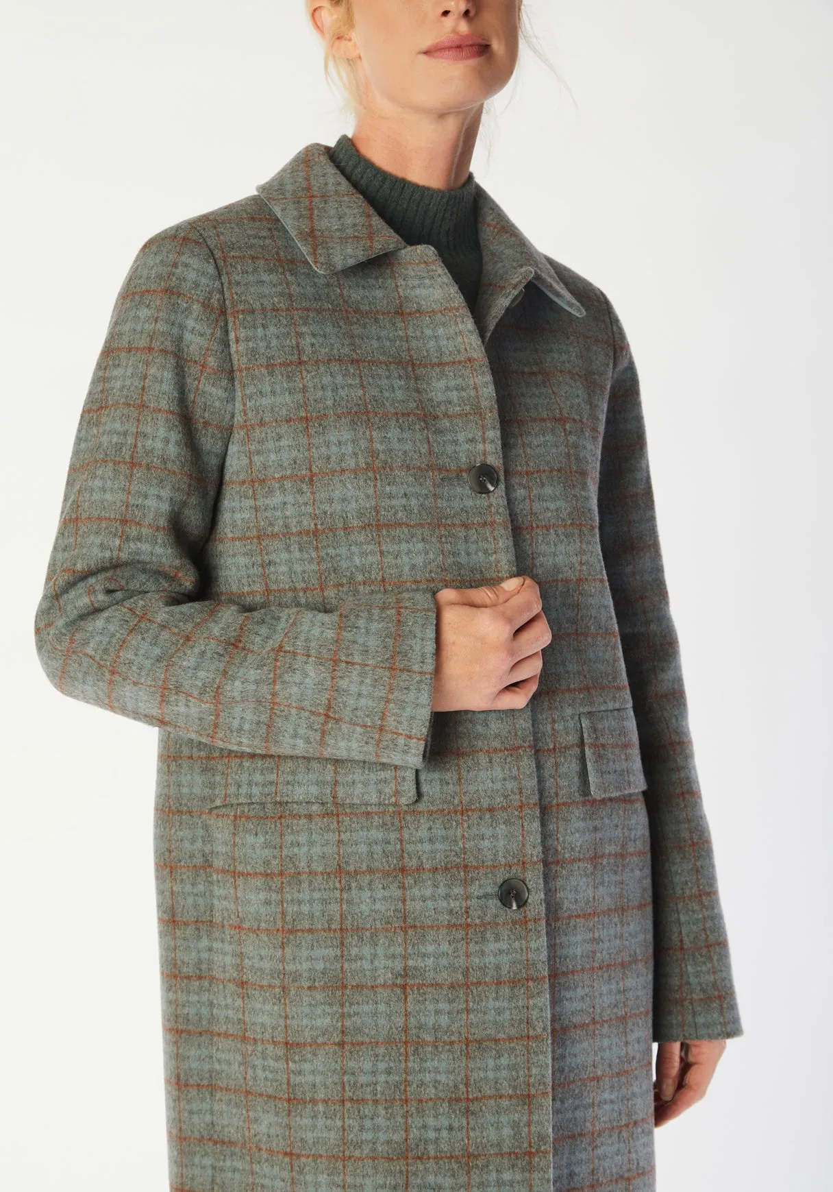 Richmond Coat | Silver Blue Check