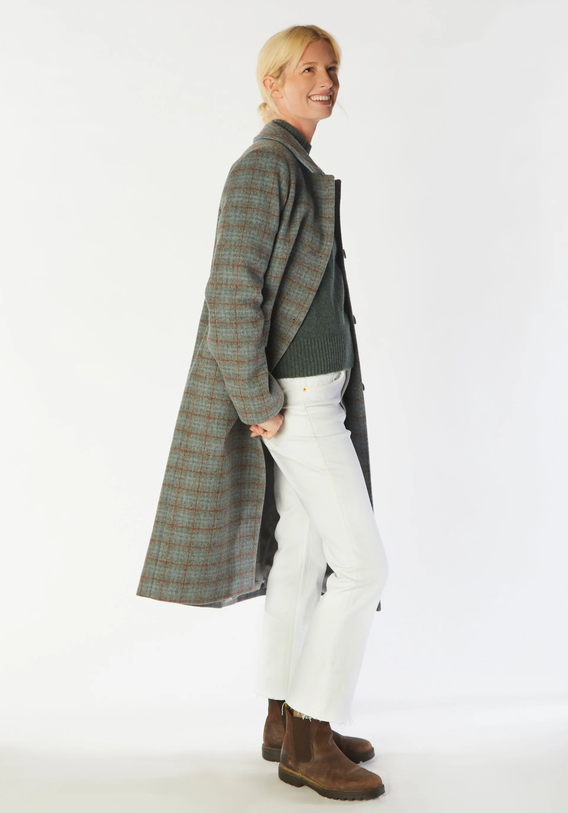 Richmond Coat | Silver Blue Check