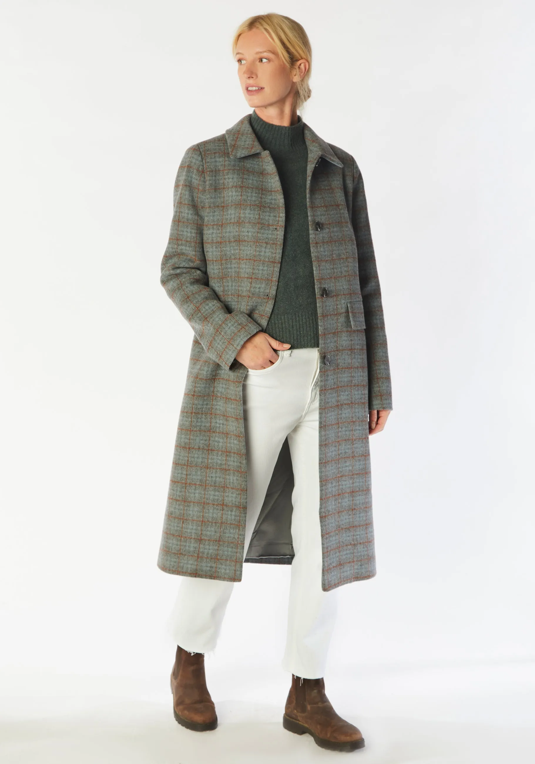 Richmond Coat | Silver Blue Check
