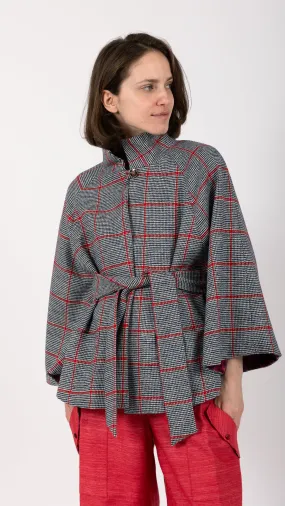 Scarlett Prince of Wales Wool Cape Coat