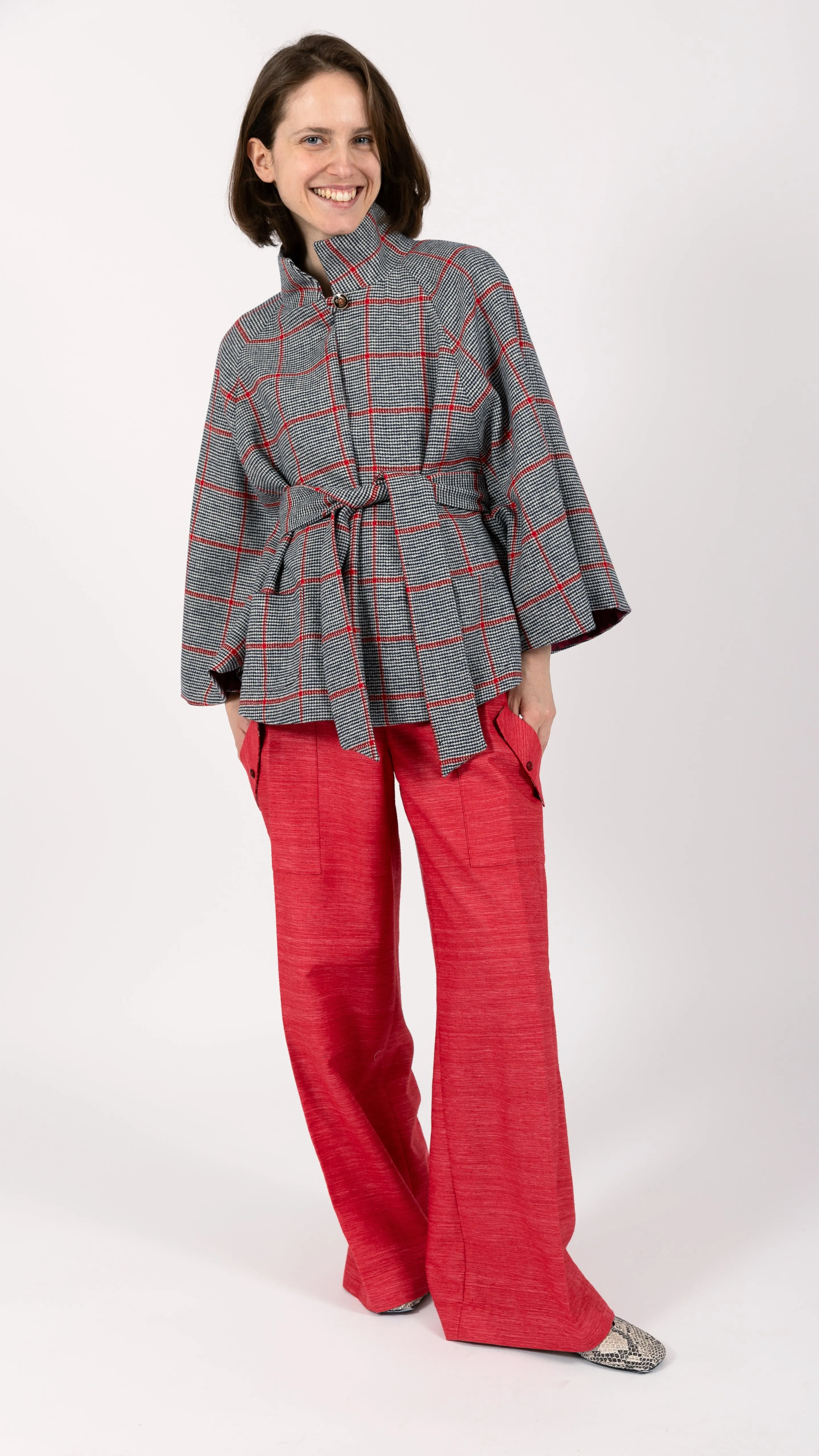 Scarlett Prince of Wales Wool Cape Coat