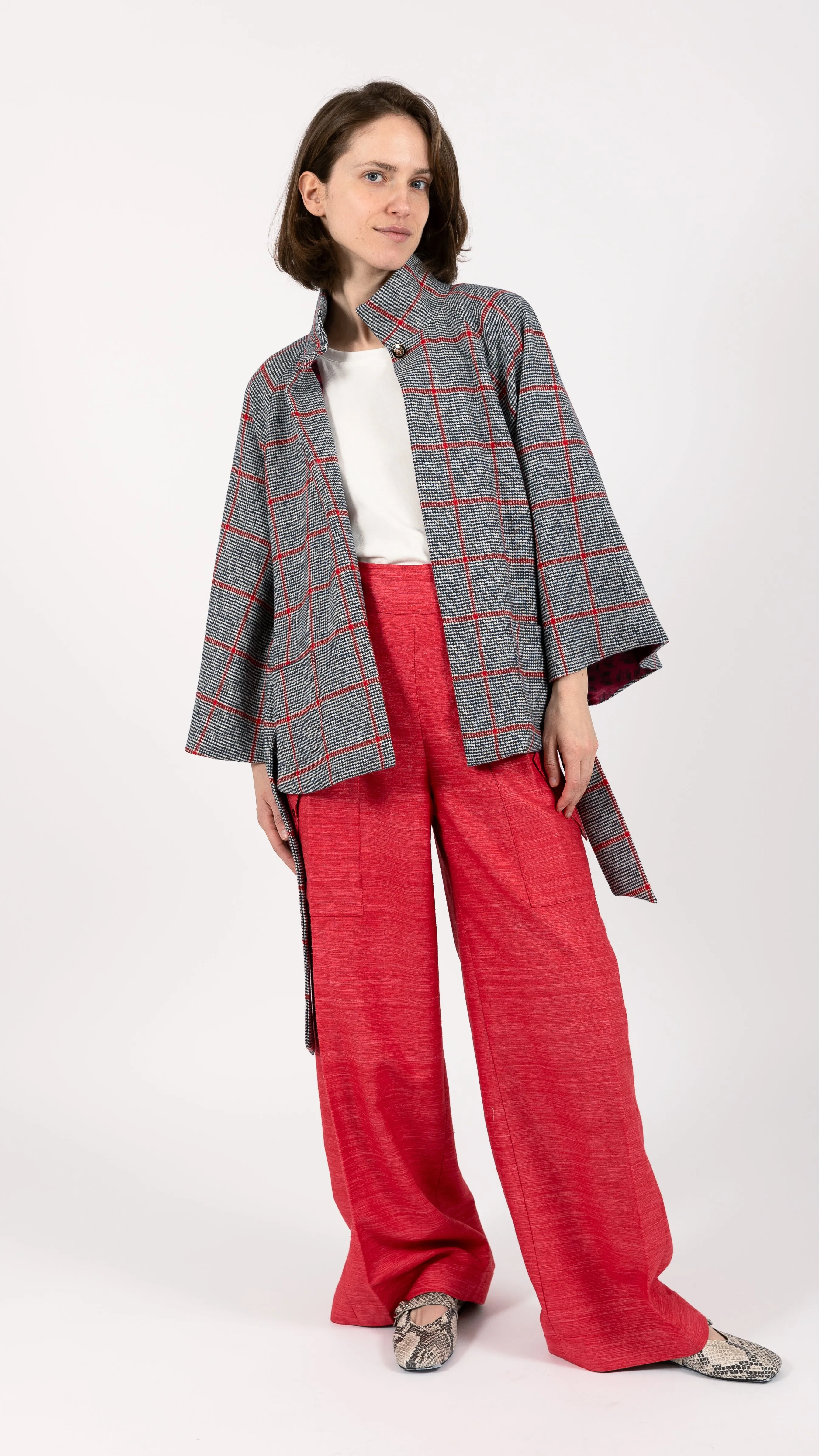 Scarlett Prince of Wales Wool Cape Coat