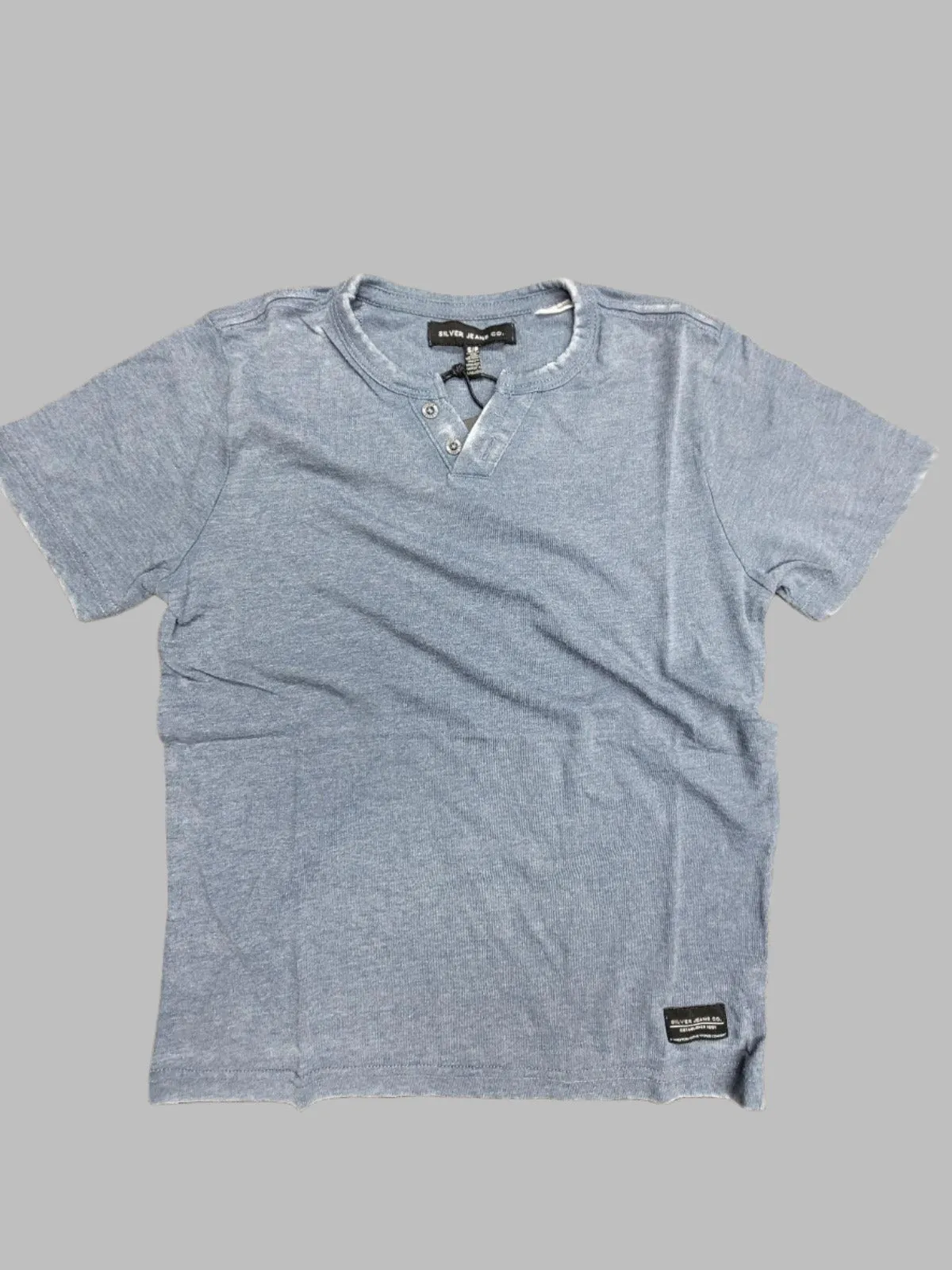 Silver Youth Boys Acid Wash Henley Tee