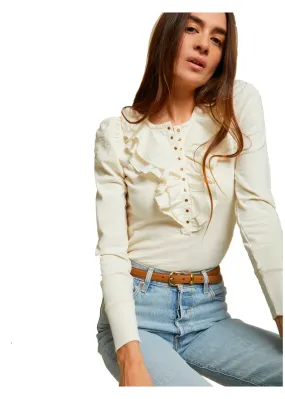 Tommie frilly henley in off white