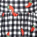 Unique Vintage 1950s Curve Black & White Chili Pepper Gingham Swing Dress