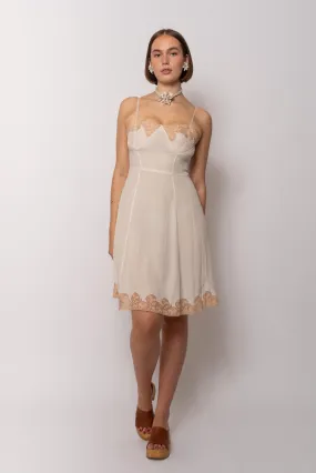 Vintage 1930s Silk Slip Dress in Ivory Color
