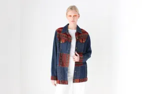 Vintage 90s Woven Patchwork Denim Jacket