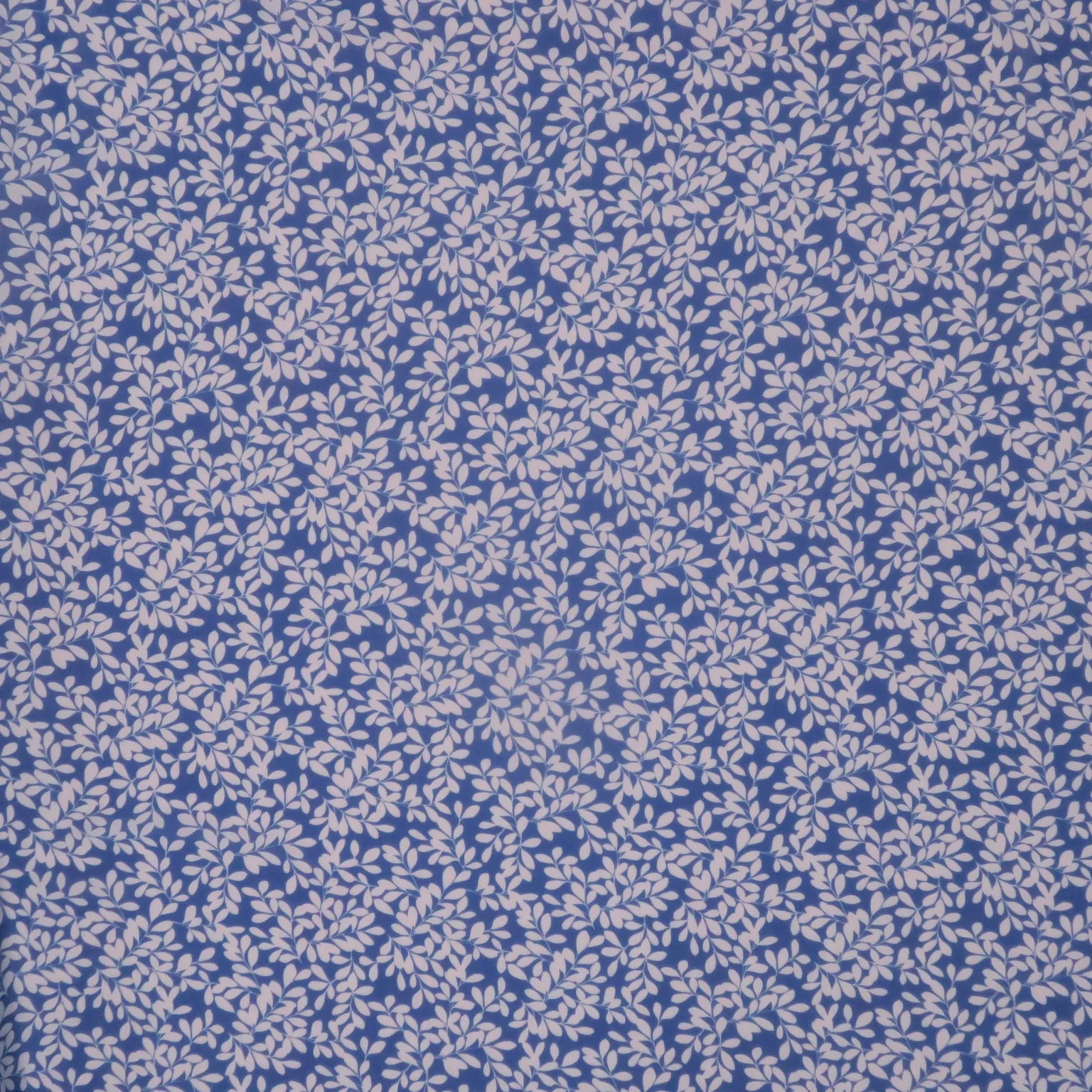 White Florals on Blue Background Printed Silk Chiffon Fabric