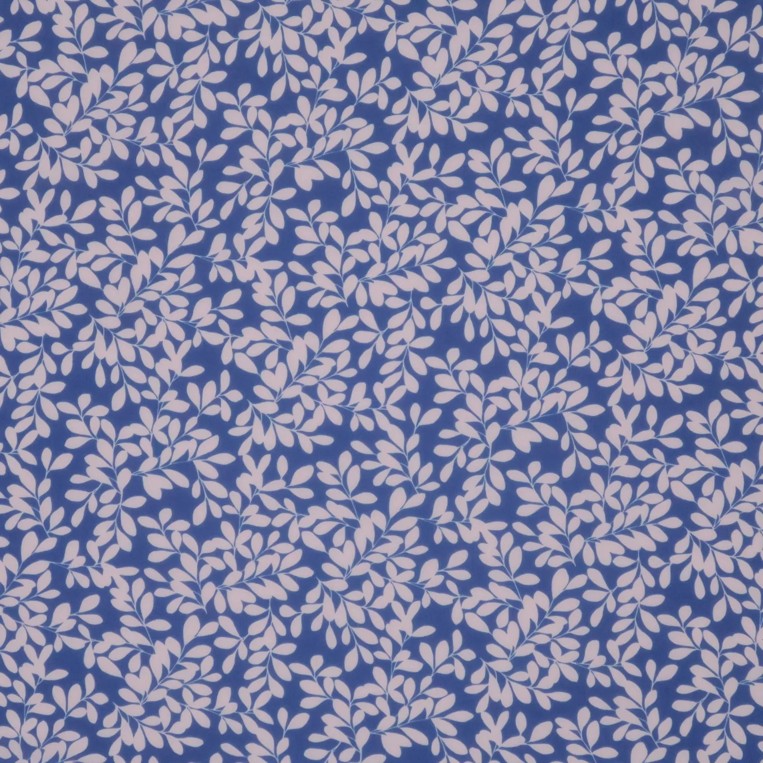 White Florals on Blue Background Printed Silk Chiffon Fabric